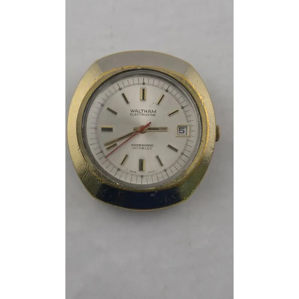 Vintage Mens Waltham GP Electrodyne Swissonic Incabloc Watch Parts or Repair